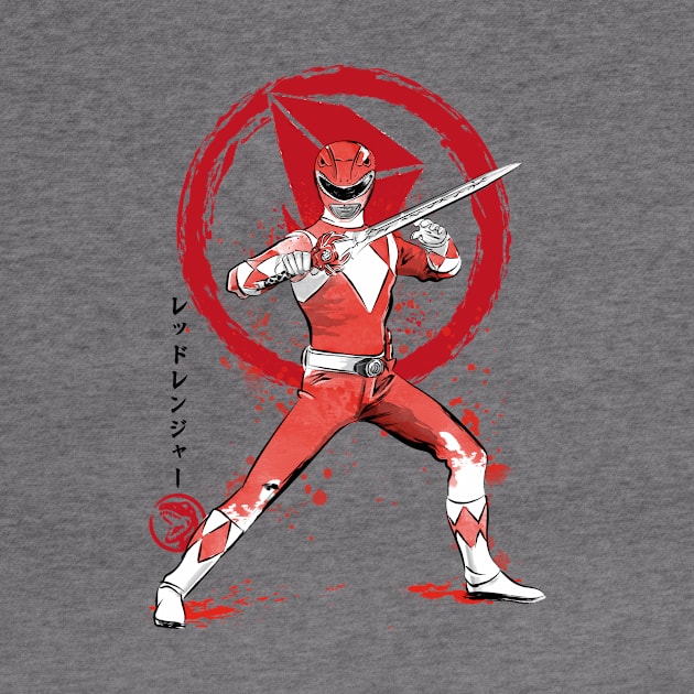 Red Ranger sumi e by DrMonekers